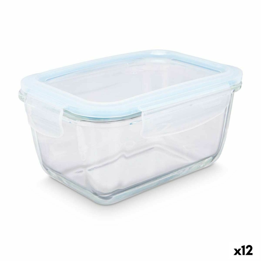 Lunch box Vivalto 90553 Transparent Silicone Borosilicate Glass 950 ml 18 x 8,8 x 13,5 cm (12 Units)