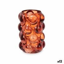 Bougeoir Microsphères Orange Verre 8,4 x 12,5 x 8,4 cm (12 Unités)