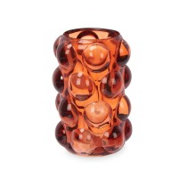 Candleholder Microbeads Orange Crystal 8,4 x 12,5 x 8,4 cm (12 Units)