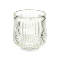 Candleholder Stripes Transparent Crystal 7,5 x 7,8 x 7,5 cm (12 Units)