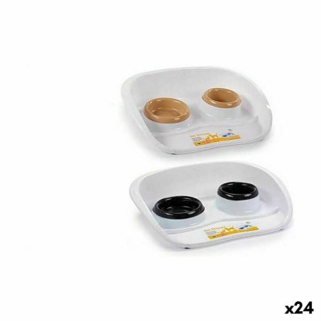 Pet feeding dish Stefanplast Double Plastic 34 x 11 x 46,5 cm (24 Units)