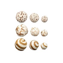 Set of Decorative Balls White Brown (12 Units)