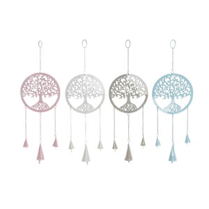 Hanging decoration DKD Home Decor Tree White Beige Grey Pink 15 x 3 x 44 cm (4 Units)