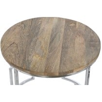 Jeu de 3 tables Home ESPRIT Marron Argenté Naturel Acier Bois de manguier 49,5 x 49,5 x 62 cm