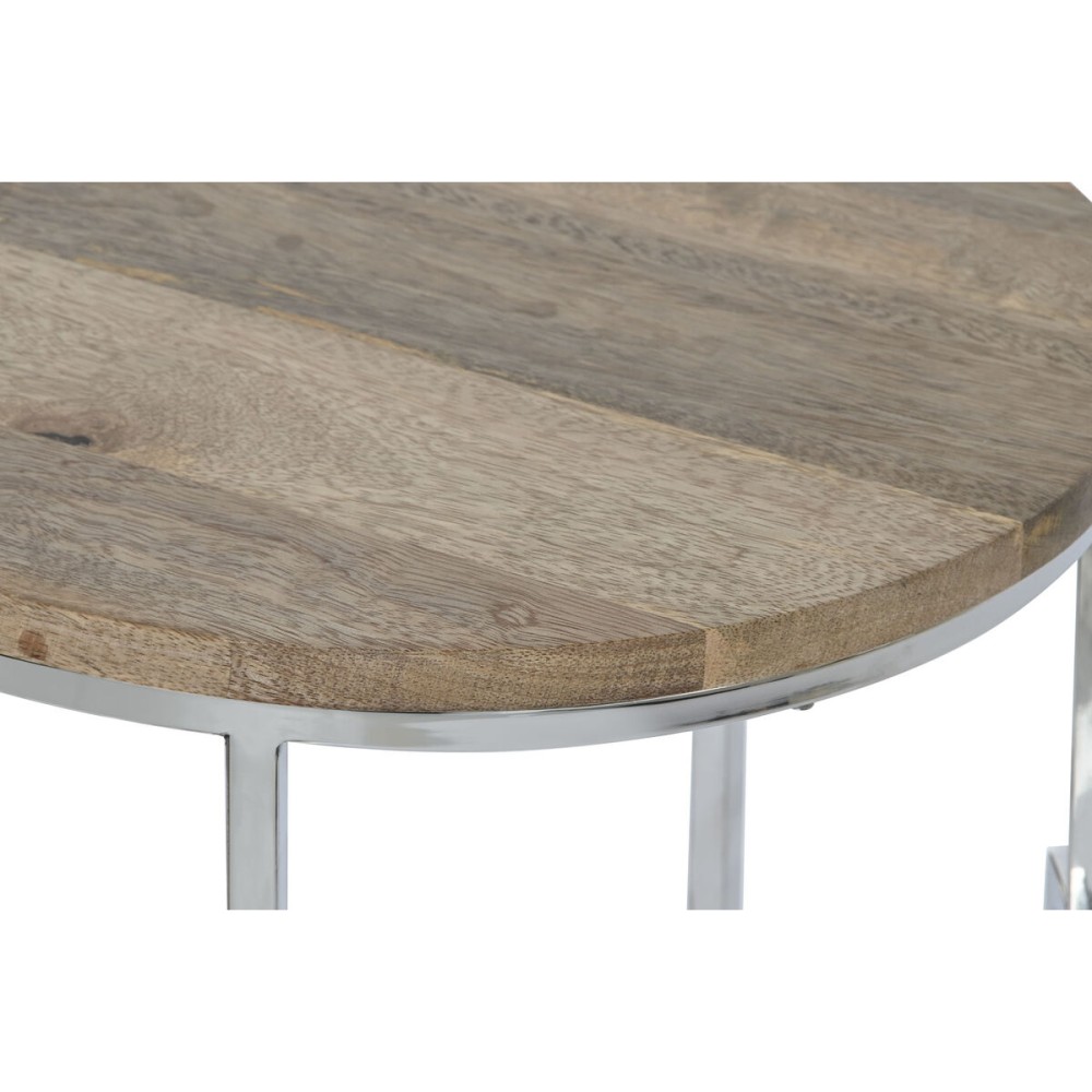 Jeu de 3 tables Home ESPRIT Marron Argenté Naturel Acier Bois de manguier 49,5 x 49,5 x 62 cm