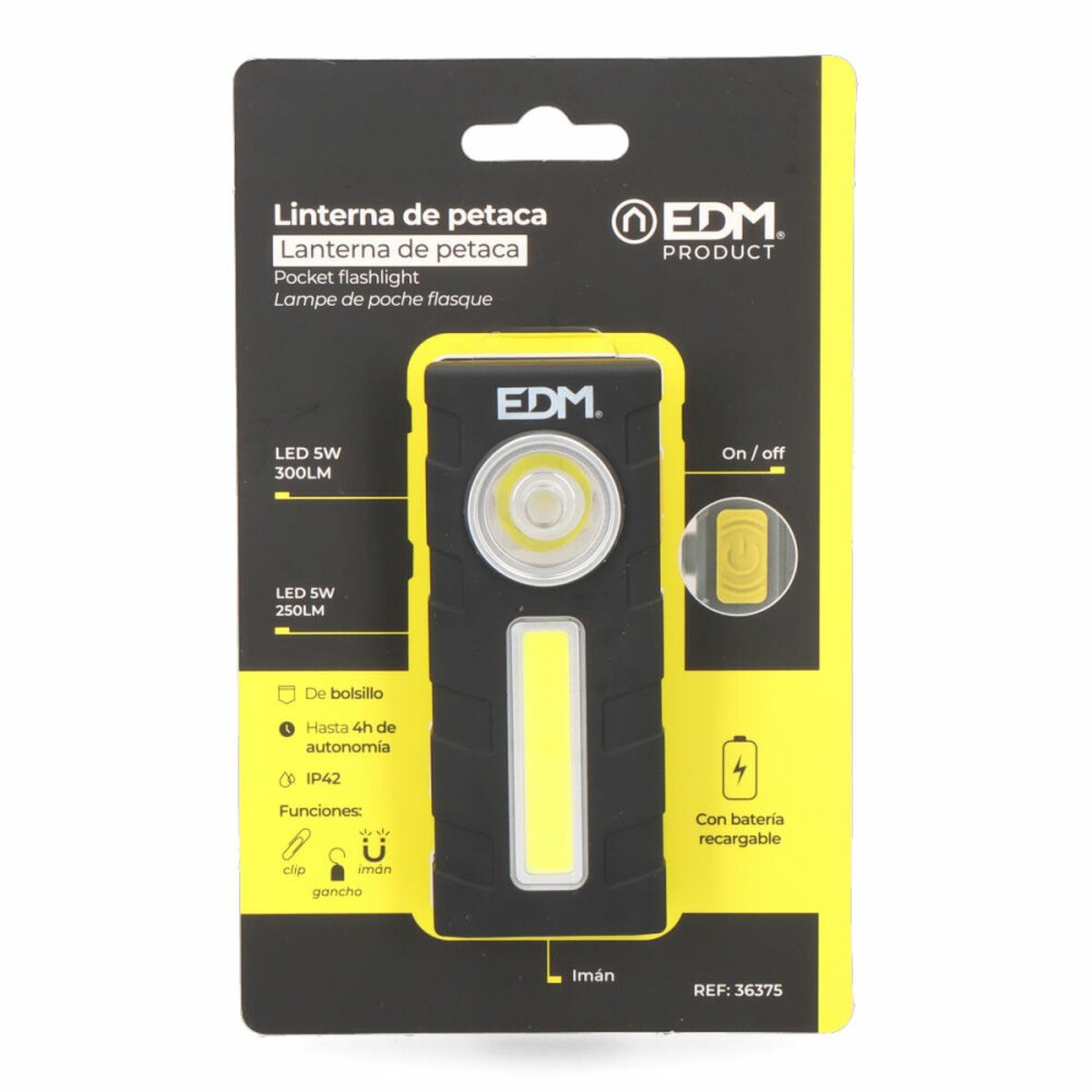 Lampe Torche LED EDM 36375 5 W 320 Lm Flasque Noir