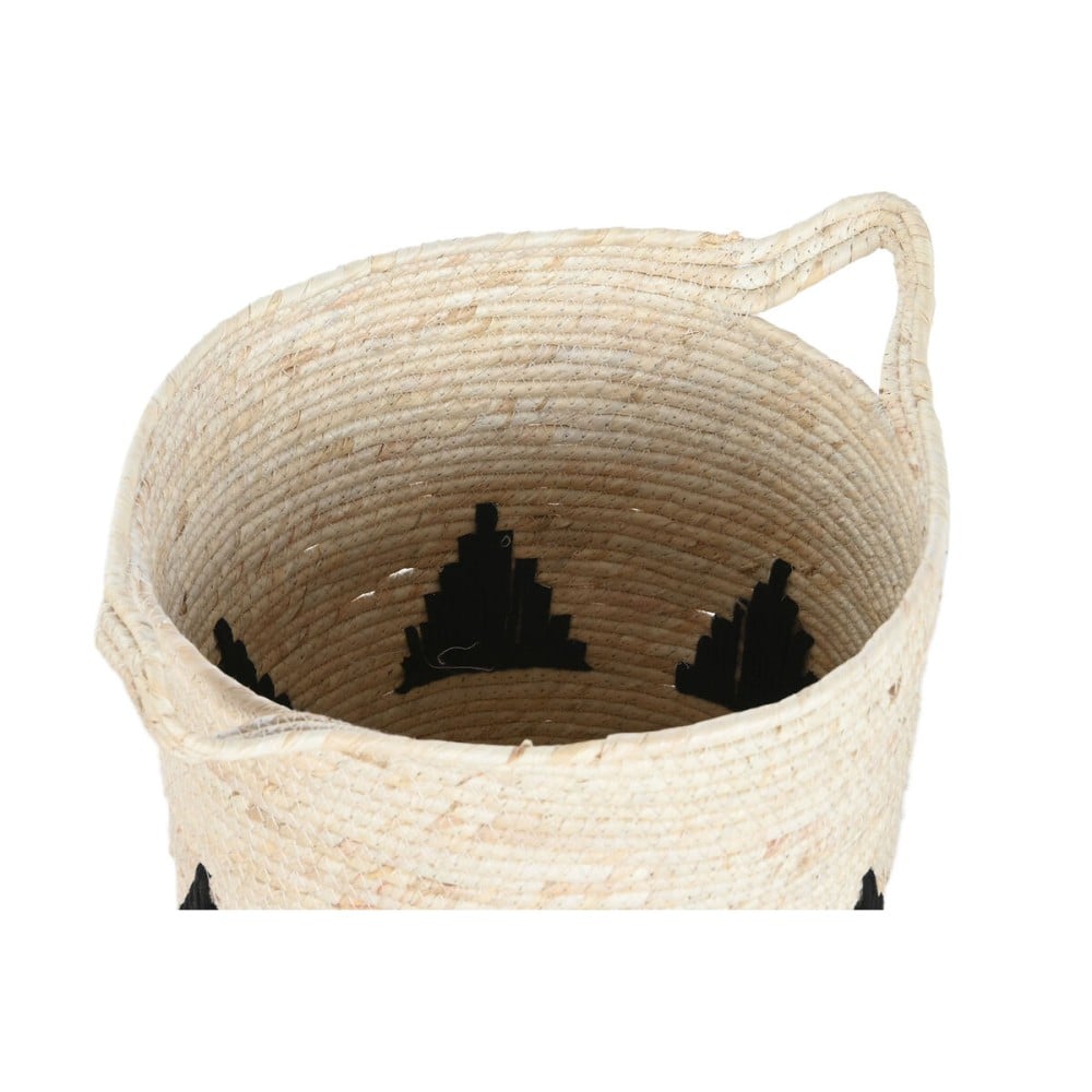 Set of Baskets Home ESPRIT Black Grey Natural Seagrass Boho 33 x 33 x 40 cm (2 Units)