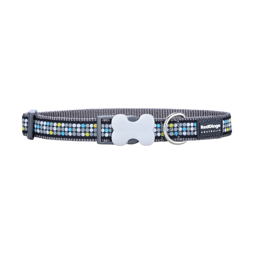 Dog collar Red Dingo STYLE MODERN ON COOL GREY 41-63 cm