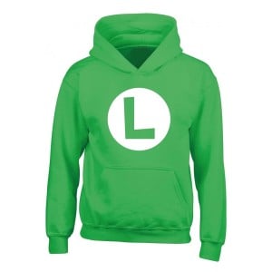 Sweat à capuche unisex Super Mario Luigi Badge Vert