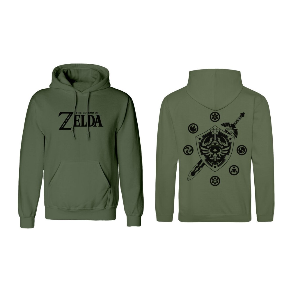 Sweat à capuche unisex The Legend of Zelda Logo and Shield Vert