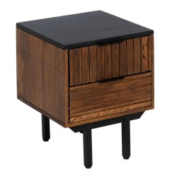 Nachttisch ABNER Braun Schwarz Eisen Mango-Holz 40 x 40 x 50 cm