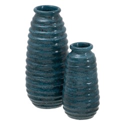 Vase Blue Ceramic 16 x 16 x 40 cm