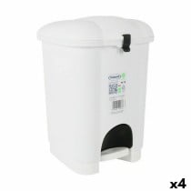 Seau à déchets avec pédale Tontarelli Carolina 6 L Blanc 20 x 22,5 x 29,7 cm (4 Unités)