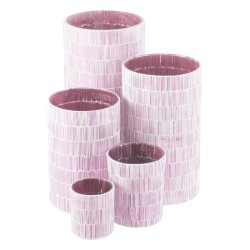 Candleholder Pink Crystal Cement 13 x 13 x 20 cm