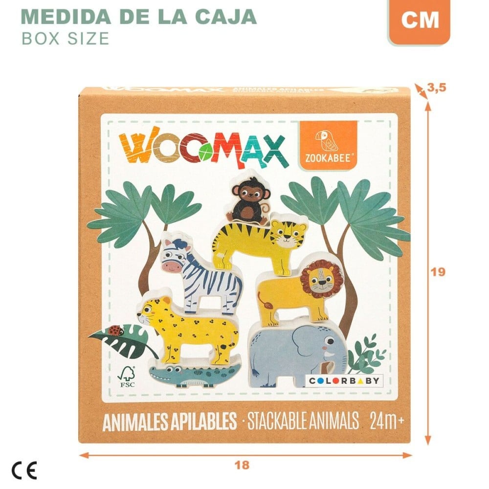 Jeu de construction + figurines Woomax animaux 16 Pièces 7 x 7 x 1,5 cm (6 Unités)