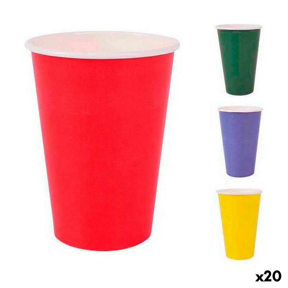 Set de Verres Algon Produits à usage unique Carton Multicouleur 20 Pièces 200 ml (20 Unités)