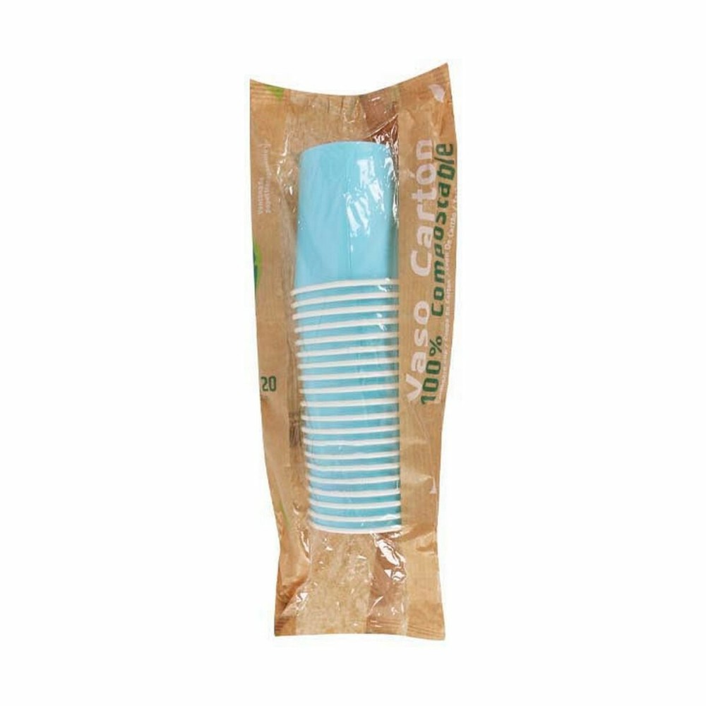 Set of glasses Algon Disposable Cardboard Blue 20 Pieces 120 ml (24 Units)