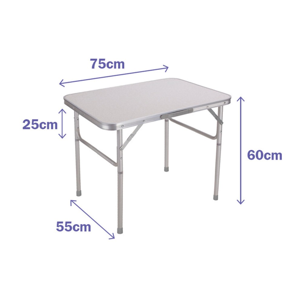 Marbueno Faltbarer Aluminiumtisch D25 Sortiert Camping und Strand 75X55X25/60 cm 10013