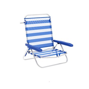 Marbueno Chaise Pliante 5 Positions Aluminium Rayures Bleu et Blanc Plage et Piscine 63X76X78 cm 10314