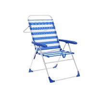 Marbueno Fauteuil Pliant 5 Positions Aluminium Rayures Bleu et Blanc Plage et Piscine 59X61X97 cm 10315