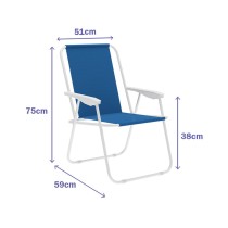 Marbueno Chaise Pliante Acier Assortie Plage et Piscine 59X51X75 cm 10169