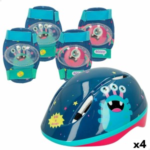 Helm und Knieschützer Kit Colorbaby Monster (4 Stück)