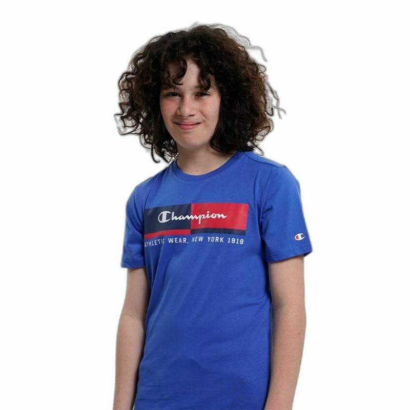 Jungen Kurzarm-T-Shirt Champion Crewneck  Blau