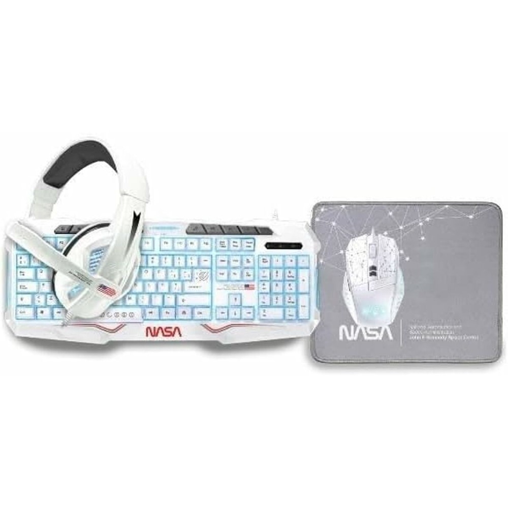 clavier et souris NASA Andromeda Blanc Gris