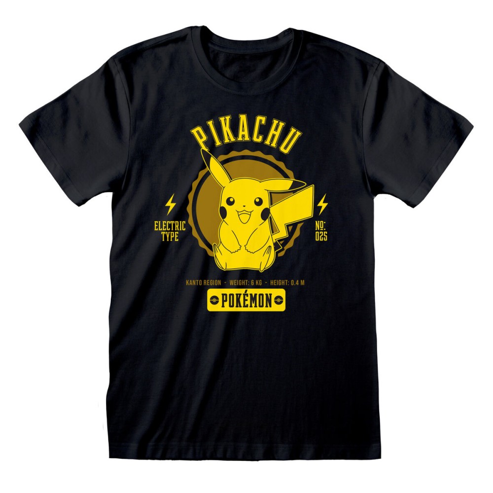 Kurzarm-T-Shirt Pokémon Collegiate Picachu Schwarz Unisex