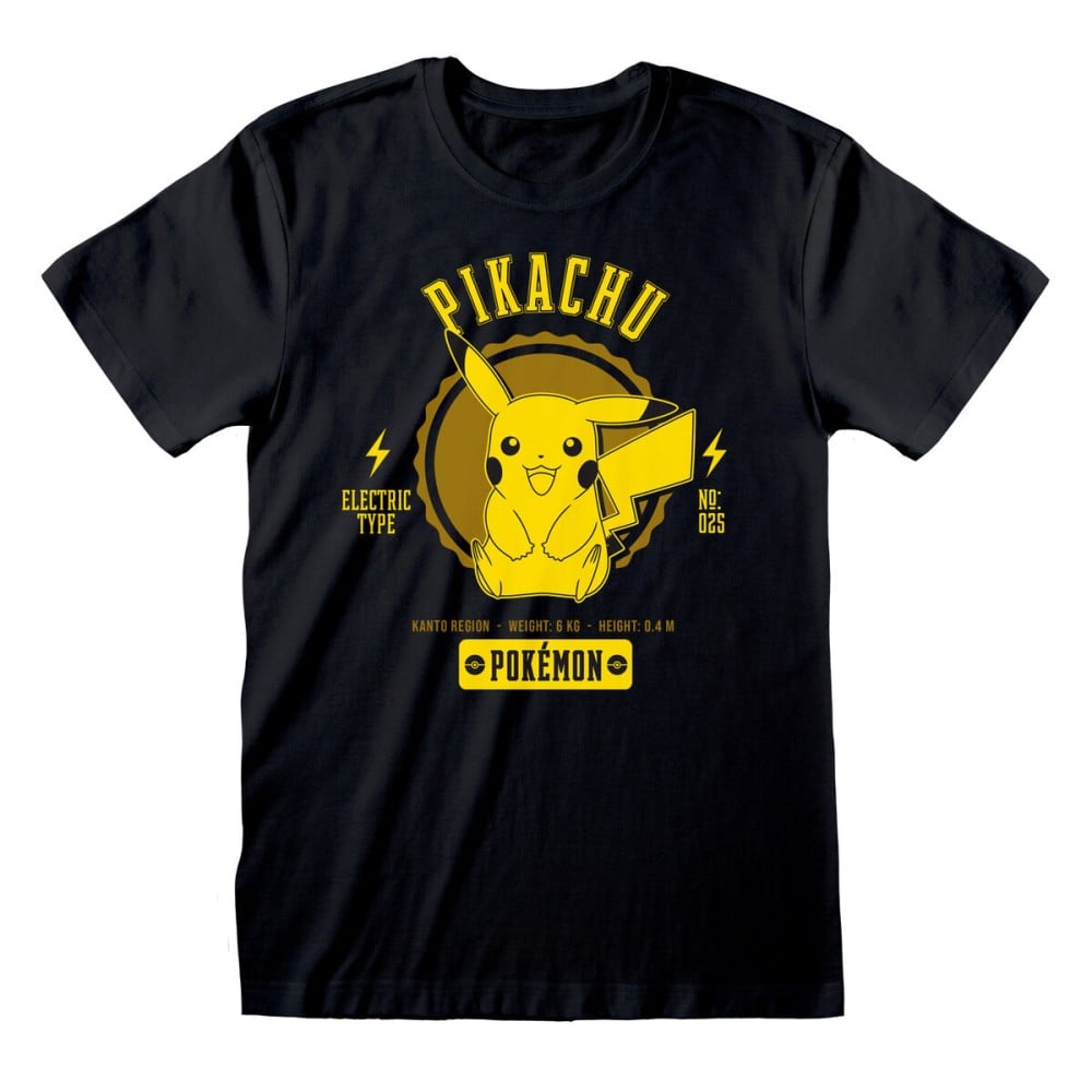 T shirt à manches courtes Pokémon Collegiate Picachu Noir Unisexe