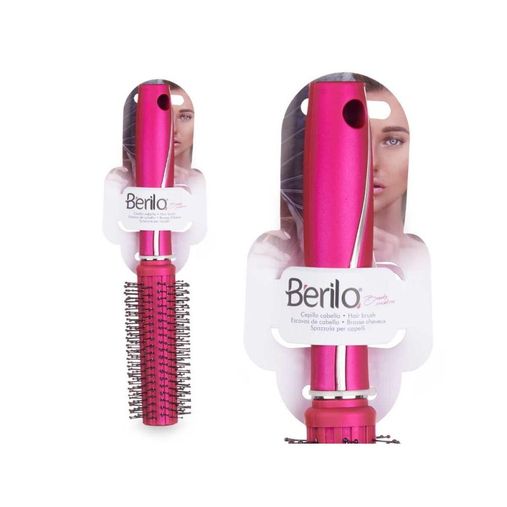 Brosse Ronde Berilo 354 Fuchsia Silicone Plastique (12 Unités)