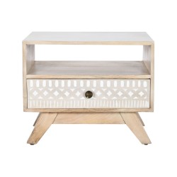 Nachttisch DKD Home Decor Weiß natürlich Mango-Holz 55 x 35 x 45 cm