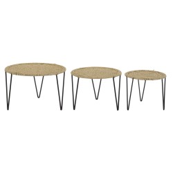 Jeu de 3 tables DKD Home Decor Marron Noir Naturel 62 x 62 x 40 cm 62 x 62 x 40,5 cm