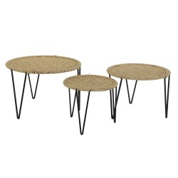 Set mit 3 Tischen DKD Home Decor Braun Schwarz natürlich 62 x 62 x 40 cm 62 x 62 x 40,5 cm