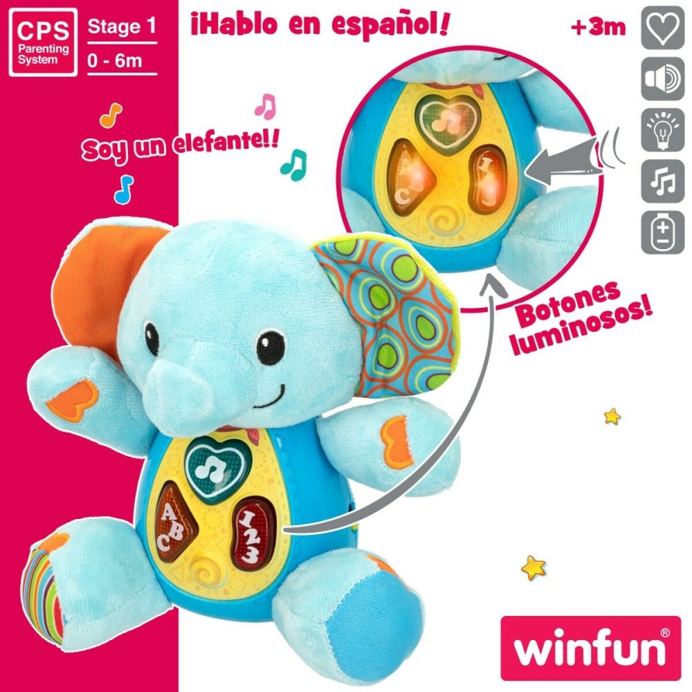 Peluche sonore Winfun Eléphant 17 x 17,5 x 10 cm (6 Unités)