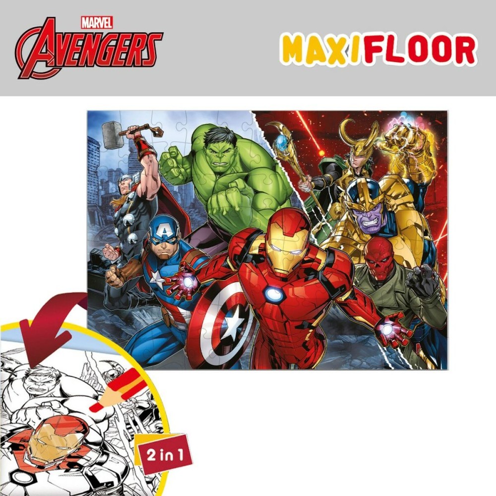 Kinderpuzzle The Avengers Beidseitig 108 Stücke 70 x 1,5 x 50 cm (6 Stück)