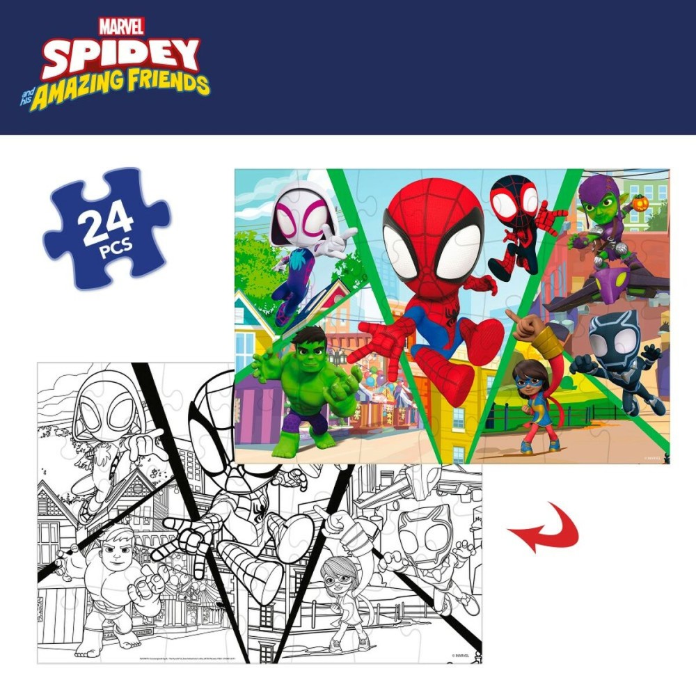 Kinderpuzzle Spidey Beidseitig 50 x 35 cm 24 Stücke (12 Stück)