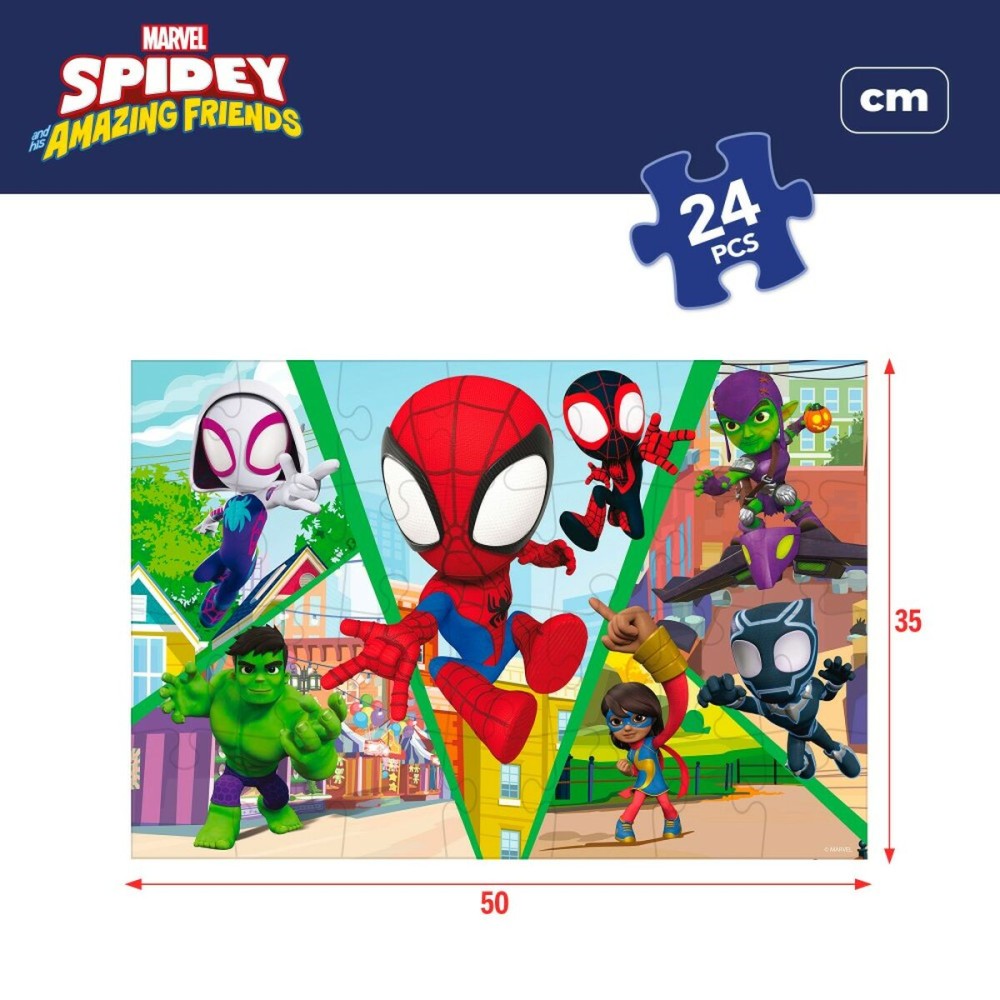 Child's Puzzle Spidey Double-sided 50 x 35 cm 24 Pieces (12 Units)