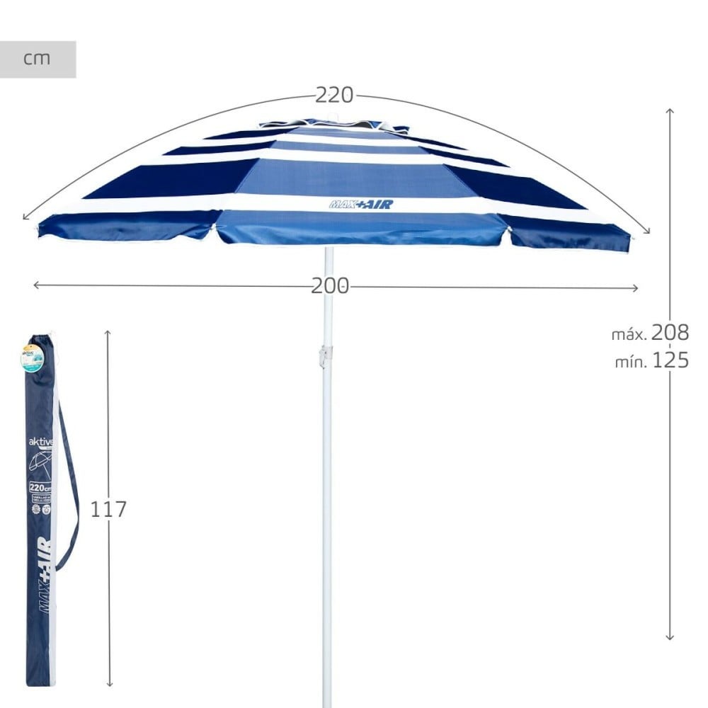 Parasol Aktive UV50 Ø 220 cm Polyester Aluminium 220 x 214,5 x 220 cm (6 Unités)