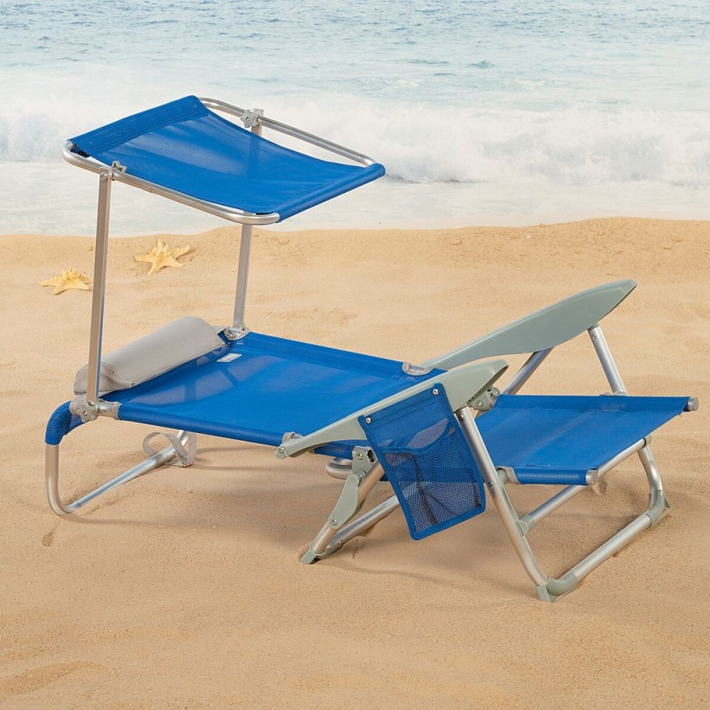 Chaise de Plage Aktive Bleu 47 x 67 x 43 cm (2 Unités)