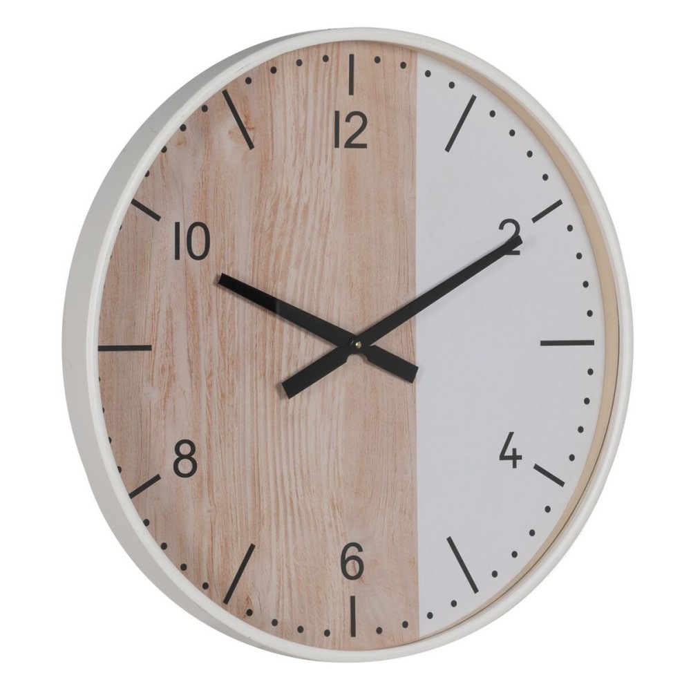 Horloge Murale Blanc Naturel Bois 60 x 60 x 5,5 cm