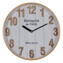 Horloge Murale Blanc Naturel Bois Verre 32 x 32 x 4,5 cm