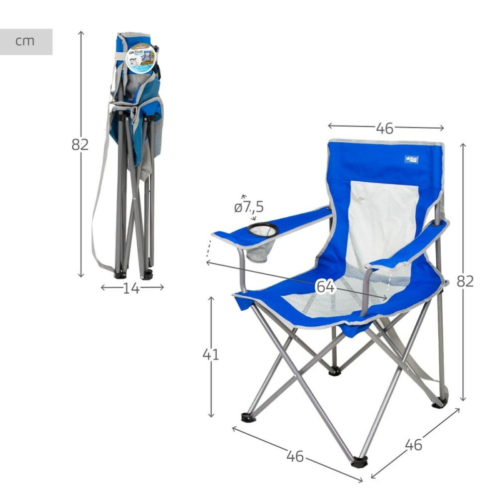 Camping Klappstuhl Aktive Blau Grau 46 x 82 x 46 cm (4 Stück)