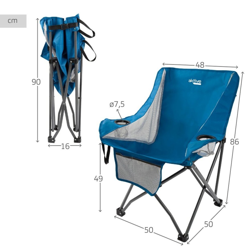 Camping Klappstuhl Aktive Blau 48 x 86 x 50 cm (2 Stück)