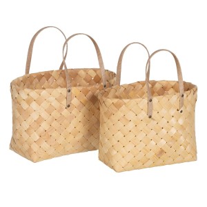 Set de basket Naturel Bois 50 x 22 x 28 cm (2 Unités)