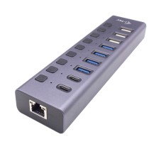 Hub USB i-Tec CACHARGEHUB9LAN Grau