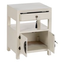 Table de Nuit ORIENTE Blanc Bois MDF 50 x 40 x 66 cm