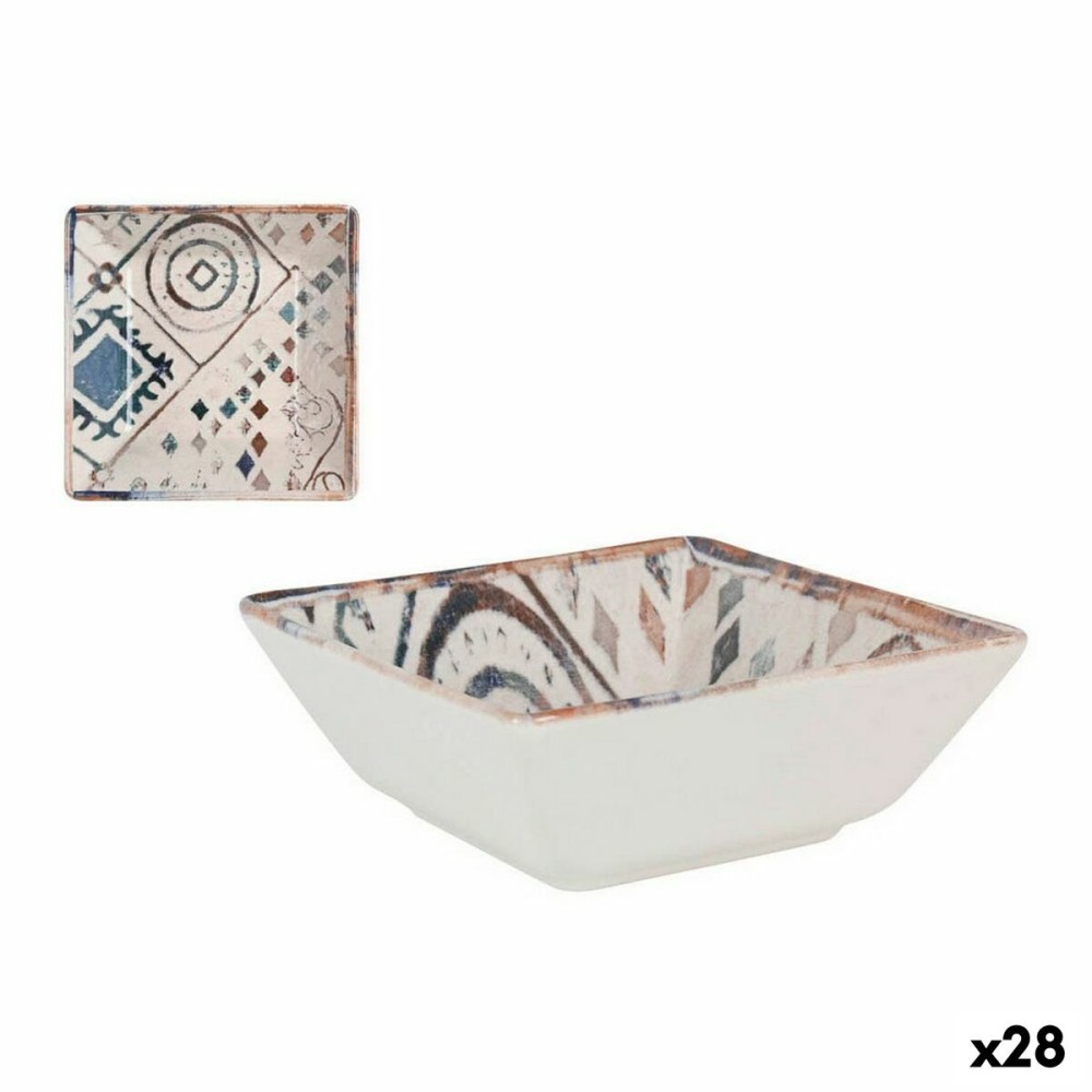 Bol pour Apéritifs La Mediterránea Grecia Bleu Marron Porcelaine 13 x 13 x 5 cm (28 Unités)