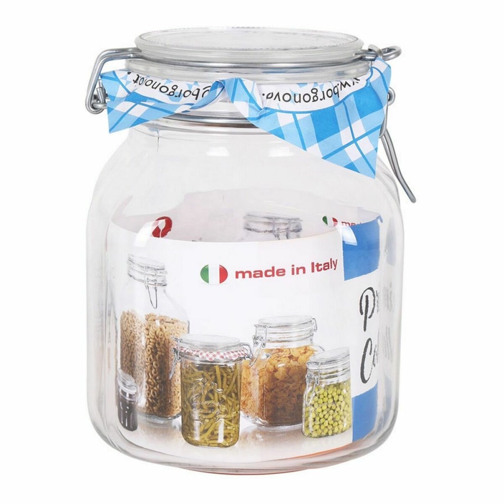 Glass Jar Borgonovo 33211 Hermetic Transparent 1,7 L 12 x 12 x 17 cm (6 Units)