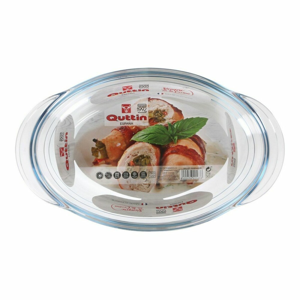 Casserole with lid Quttin 63095 Glass 33 x 20 x 13 cm (3L + 1L)